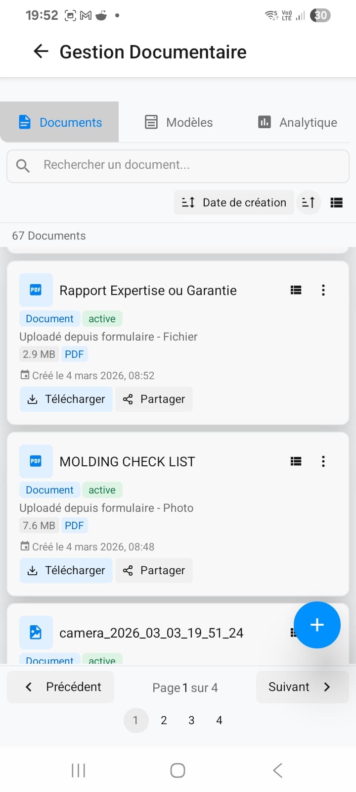 Capture d'écran — Documents & Formulaires