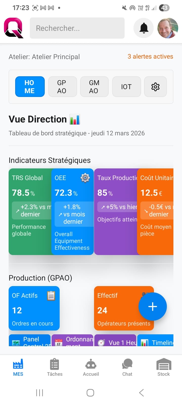 Capture d'écran — MES & Suivi de production