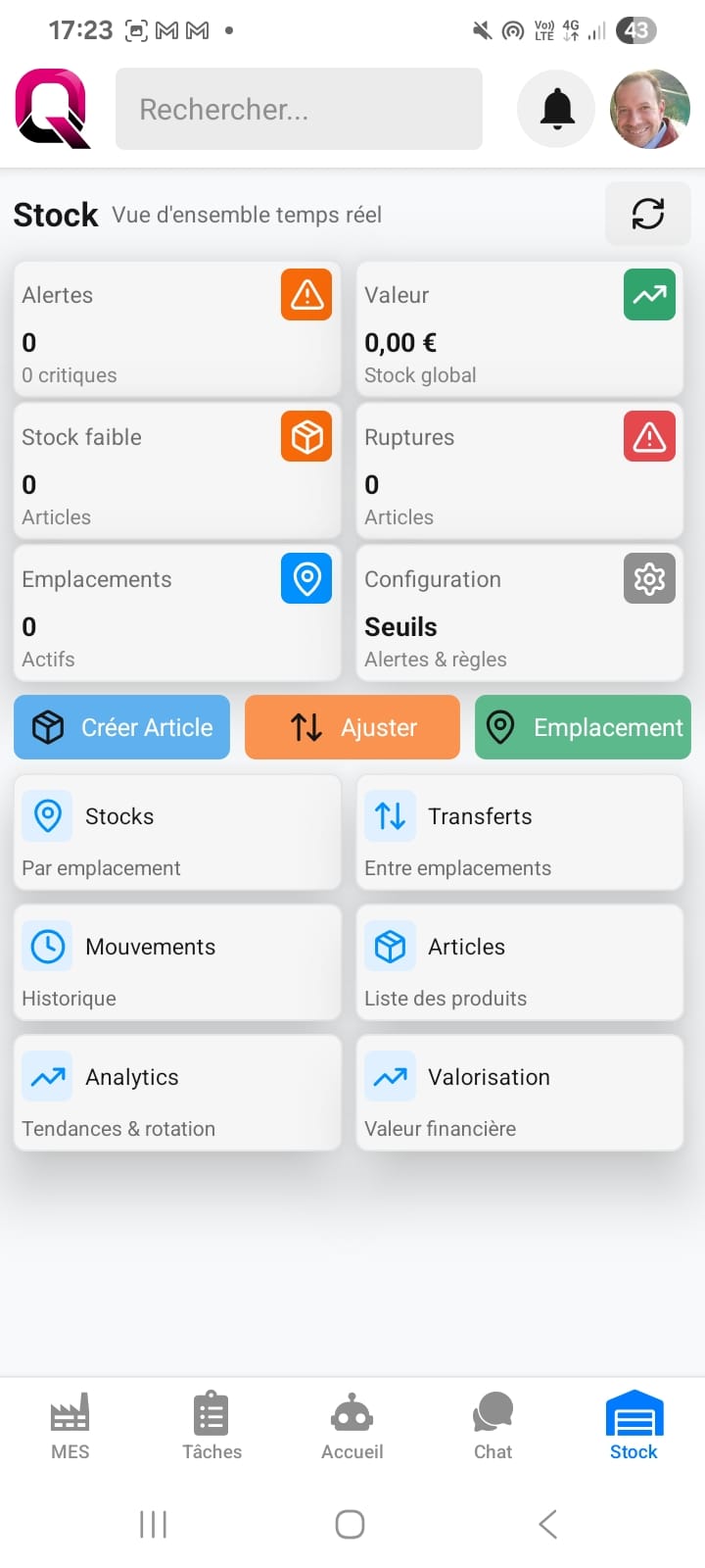 Capture d'écran — Gestion de stock