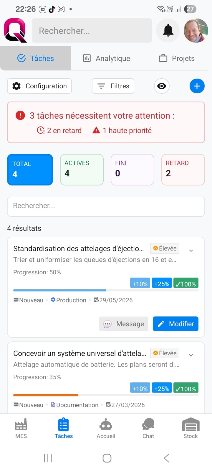 Capture d'écran — Gestion de tâches